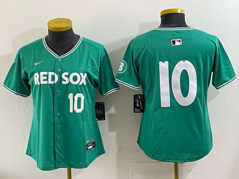 Women 2025 Boston Red Sox #10 No Name Drak Green Joint Name Nike MLB Jersey 08